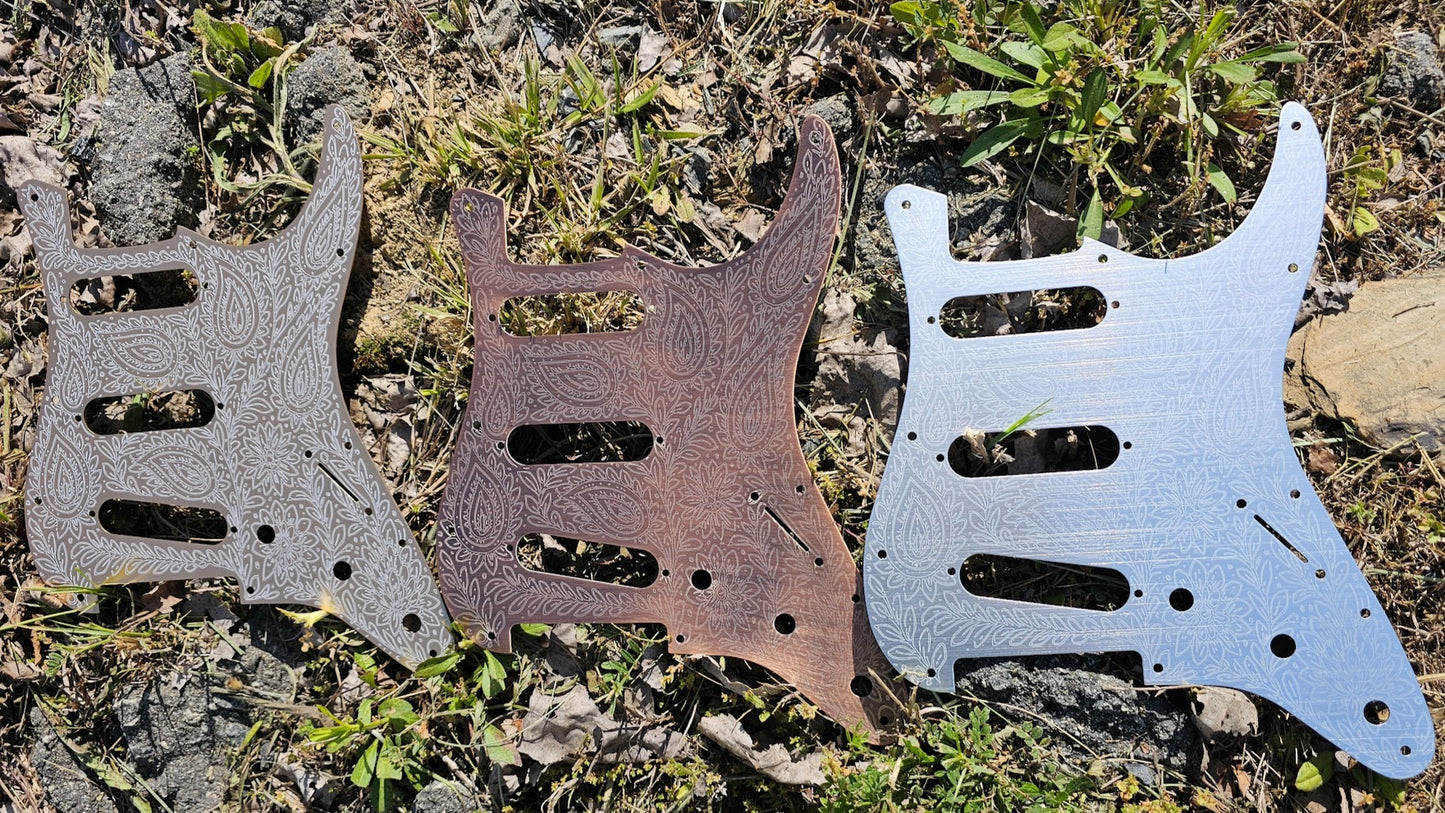 Clear Anodized Laser Engraved Aluminum Fender Strat Pickguard