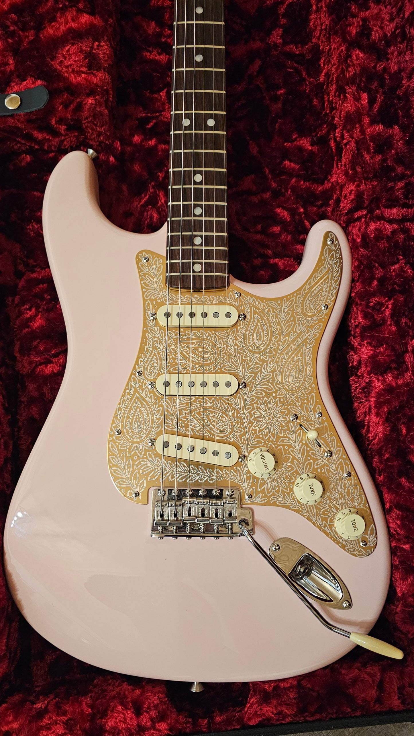 Gold Anodized Laser Engraved Aluminum Fender Strat Pickguard